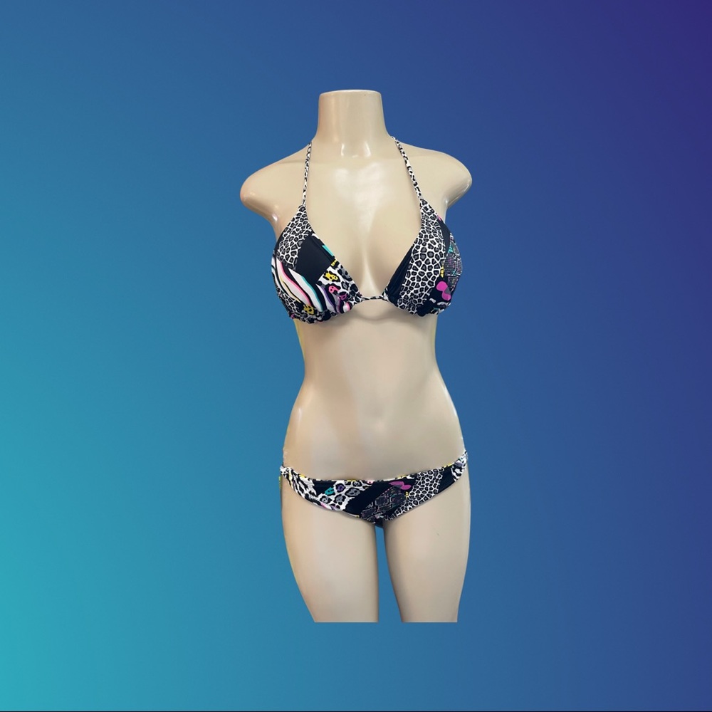 Reversible String Bikini colorful leopard print size S/M - Picture 14 of 16